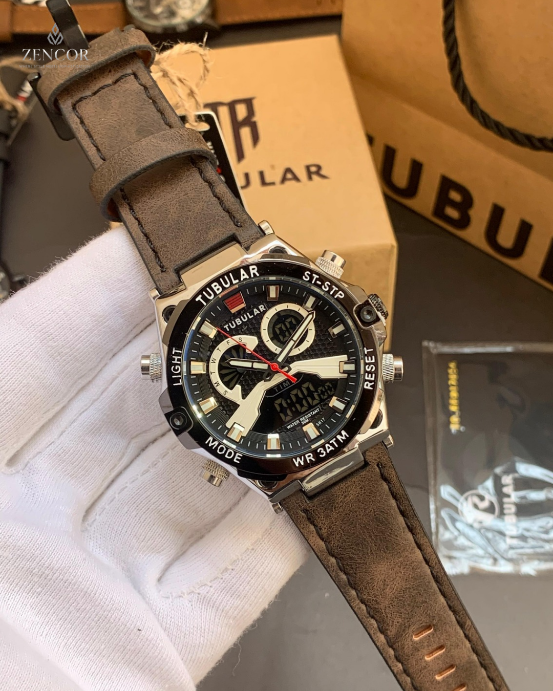 TUBULAR DIGITAL AND ANALOG WATCH