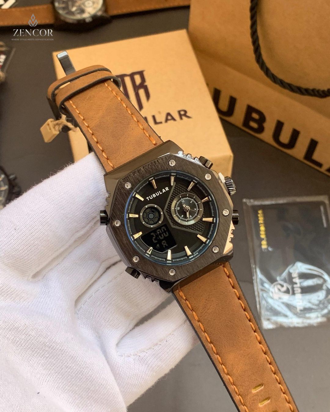 TUBULAR DIGITAL AND ANALOG WATCH