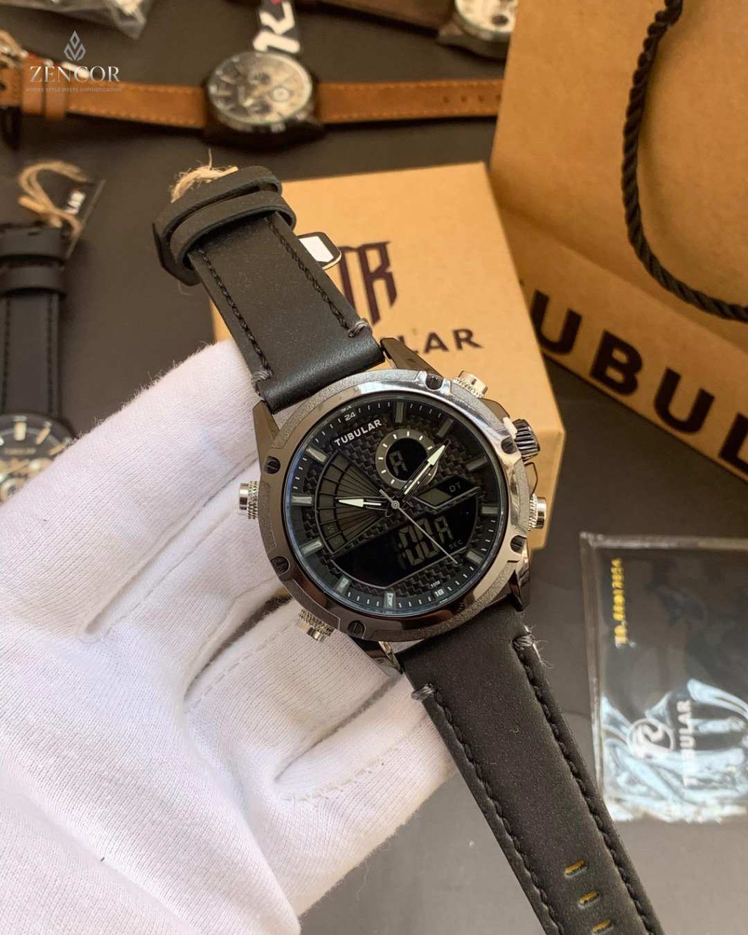 TUBULAR DIGITAL AND ANALOG WATCH