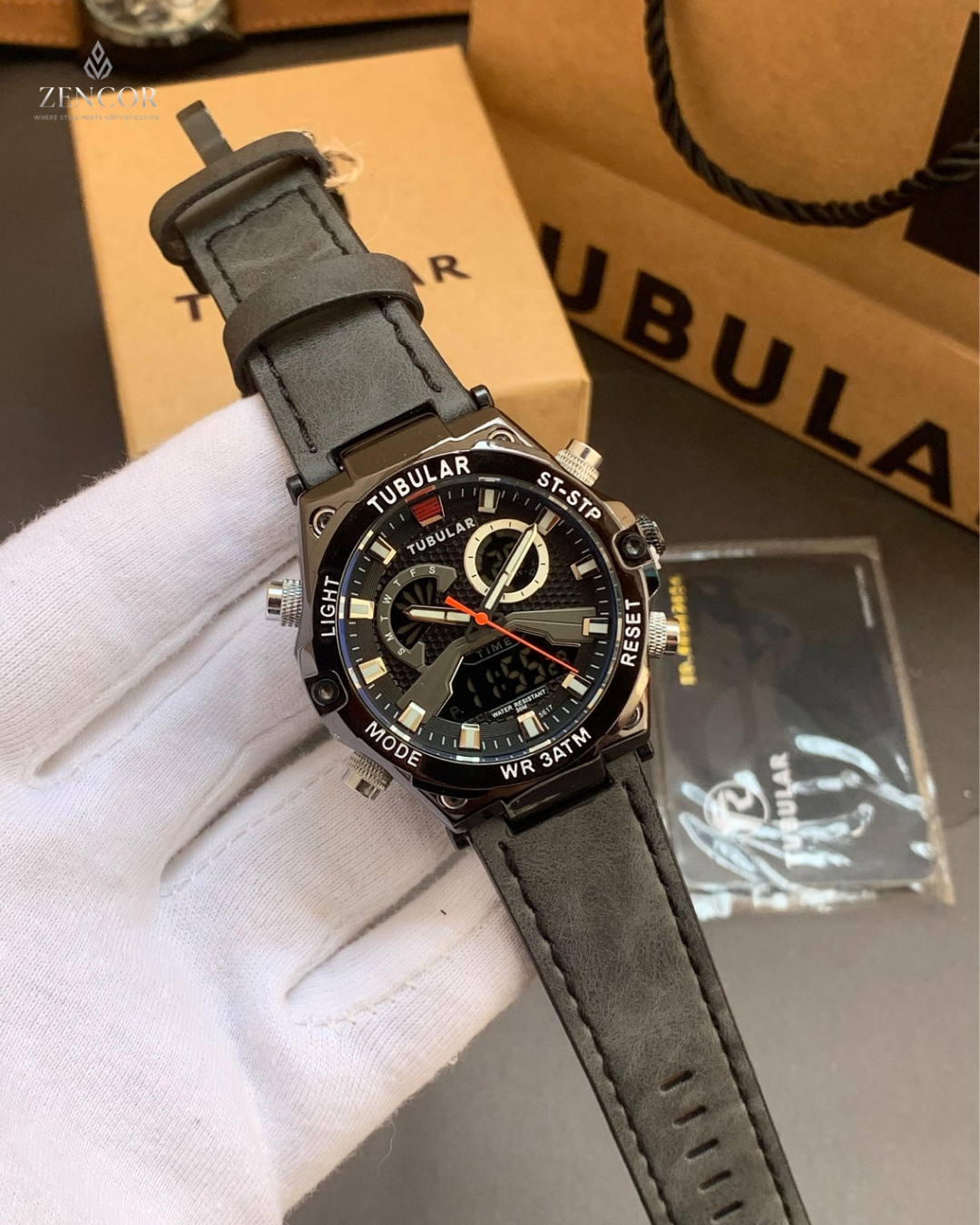 TUBULAR DIGITAL AND ANALOG WATCH